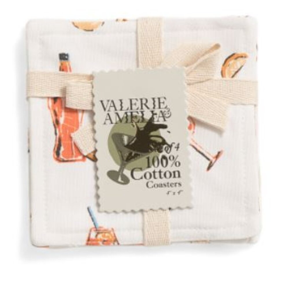 NWT INDIGO 4pk Spritz Printed Design Summer Cotton Coasters